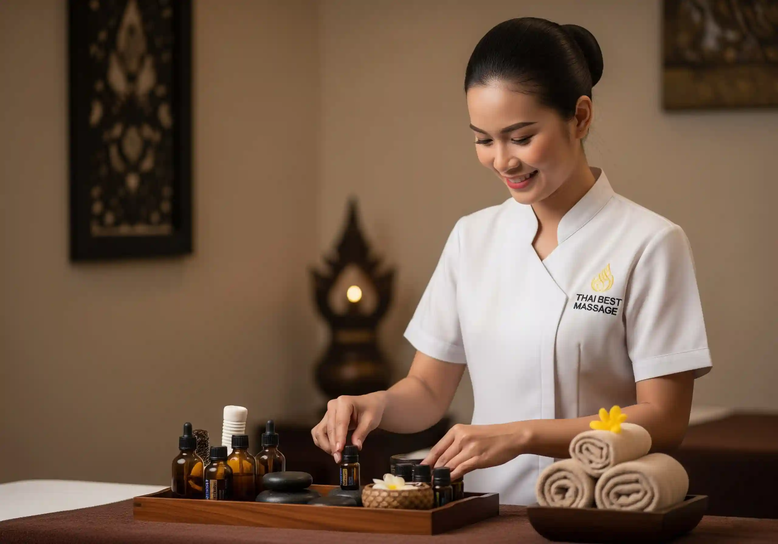 A professional and friendly therapist from Thai Best Massage smiling.